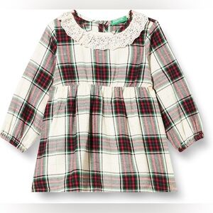 United Colors of Benetton Plaid Dress with Lace Detail